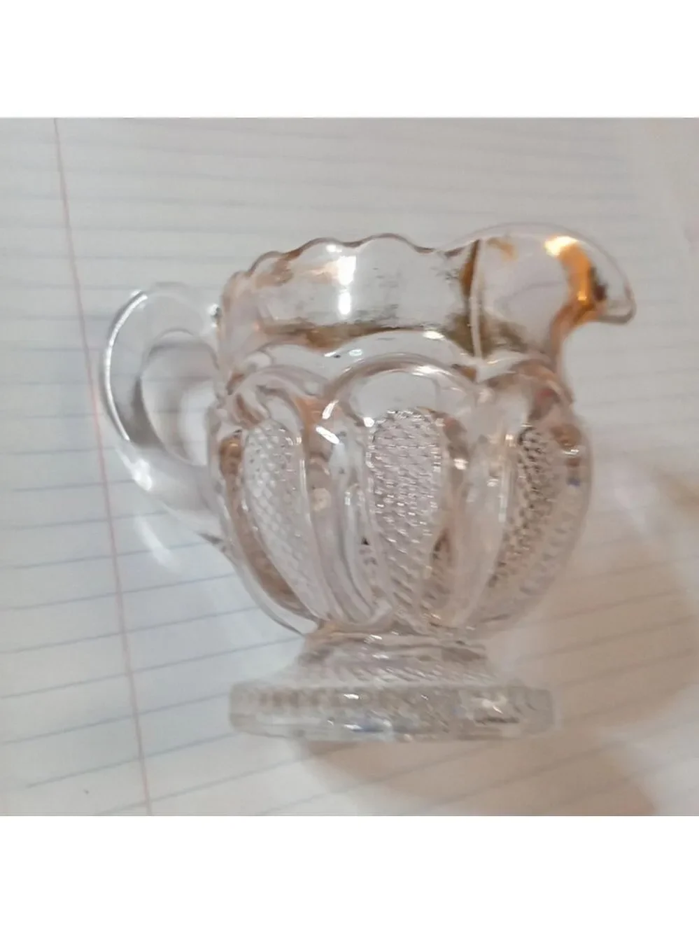 US Glass Antique EAPG Texas Loop Stippled Pattern Clear/Gold Creamer Pitcher